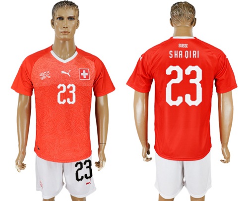 Switzerland #23 Shaqiri Red Home Soccer Country Jersey - Click Image to Close